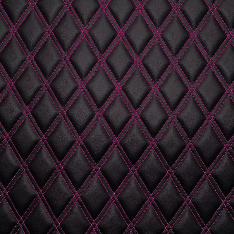 Pink Double Diamond Stitch Faux Leather Seat Fabric