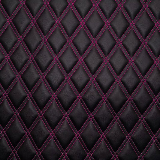 Pink Double Diamond Stitch Faux Leather Seat Fabric