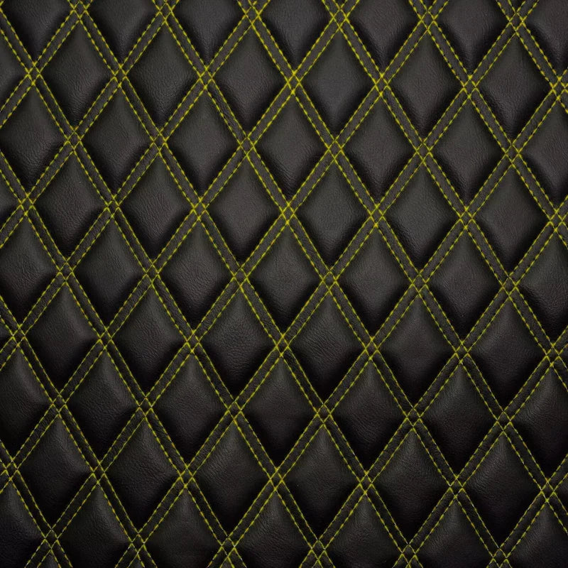Yellow Double Diamond Stitch Faux Leather Seat Fabric