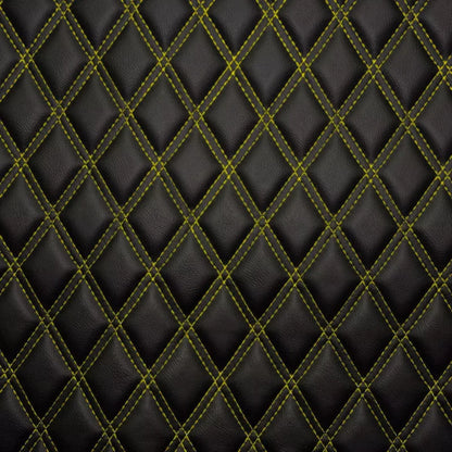 Yellow Double Diamond Stitch Faux Leather Seat Fabric