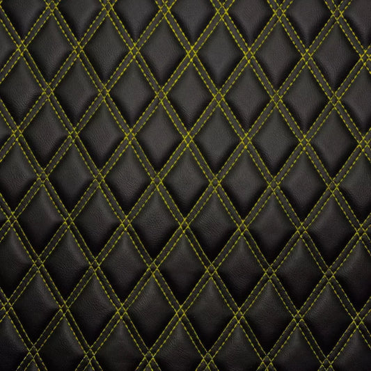 Yellow Double Diamond Stitch Faux Leather Seat Fabric