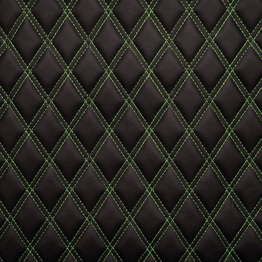 Green Double Diamond Stitch Faux Leather Seat Fabric