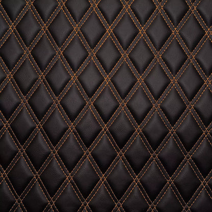 Orange Double Diamond Stitch Faux Leather Seat Fabric