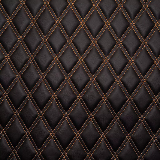 Orange Double Diamond Stitch Faux Leather Seat Fabric