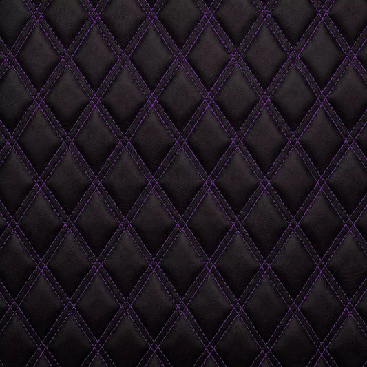 Purple Double Diamond Stitch Faux Leather Seat Fabric