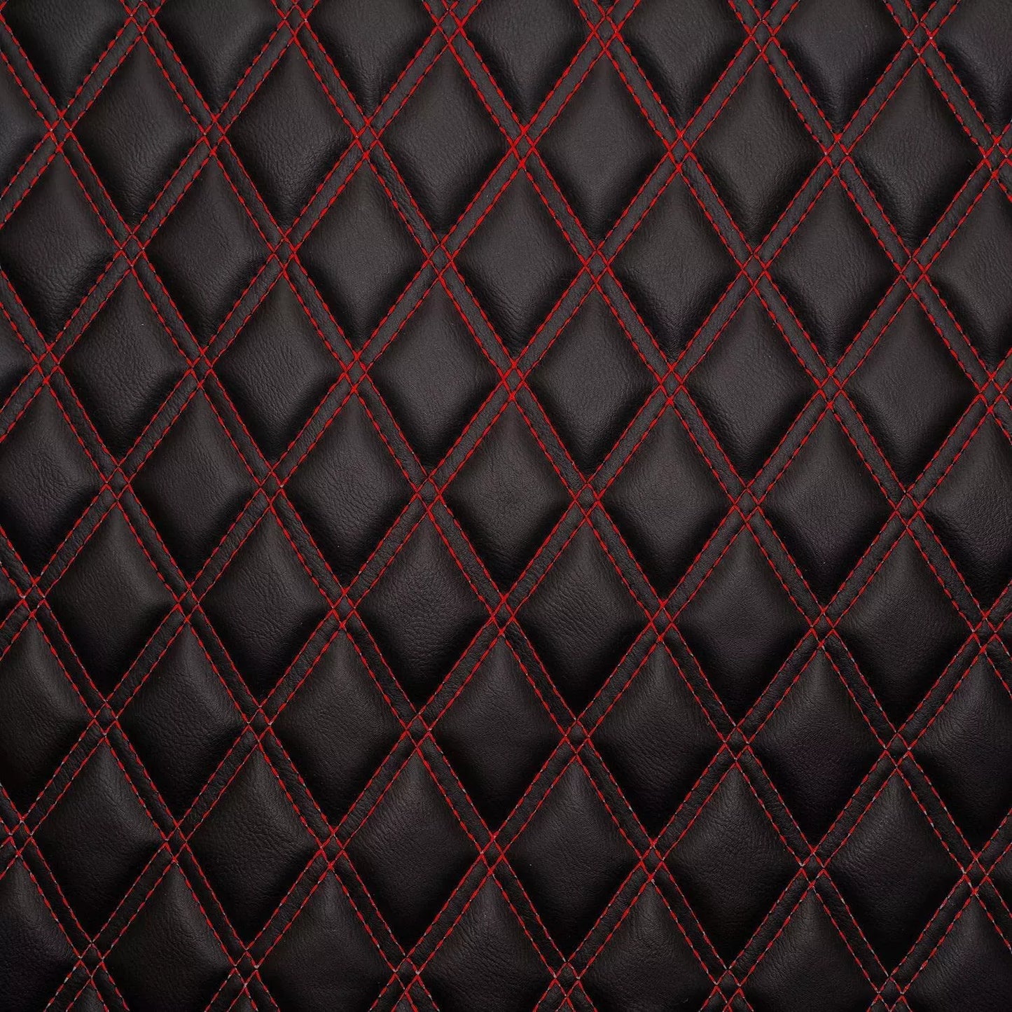 Red Double Diamond Stitch Faux Leather Seat Fabric