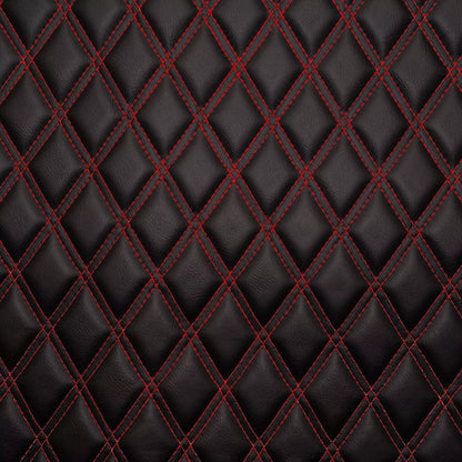 Red Double Diamond Stitch Faux Leather Seat Fabric