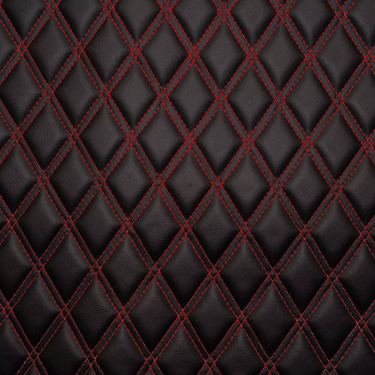 Red Double Diamond Stitch Faux Leather Seat Fabric