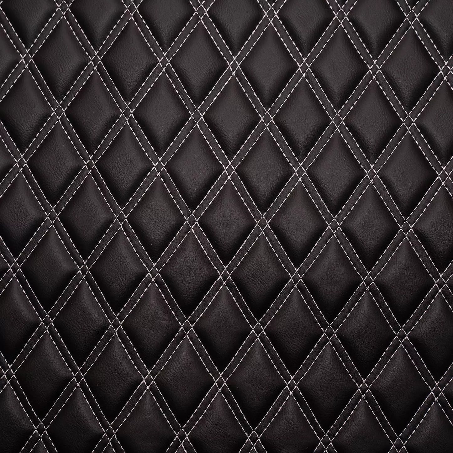 White Double Diamond Stitch Faux Leather Seat Fabric