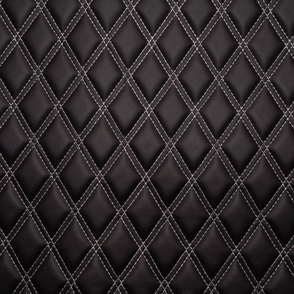 White Double Diamond Stitch Faux Leather Seat Fabric