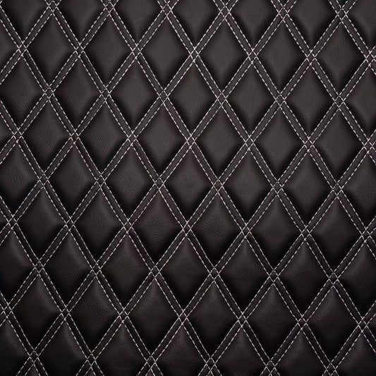 Silver Double Diamond Stitch Faux Leather Seat Fabric