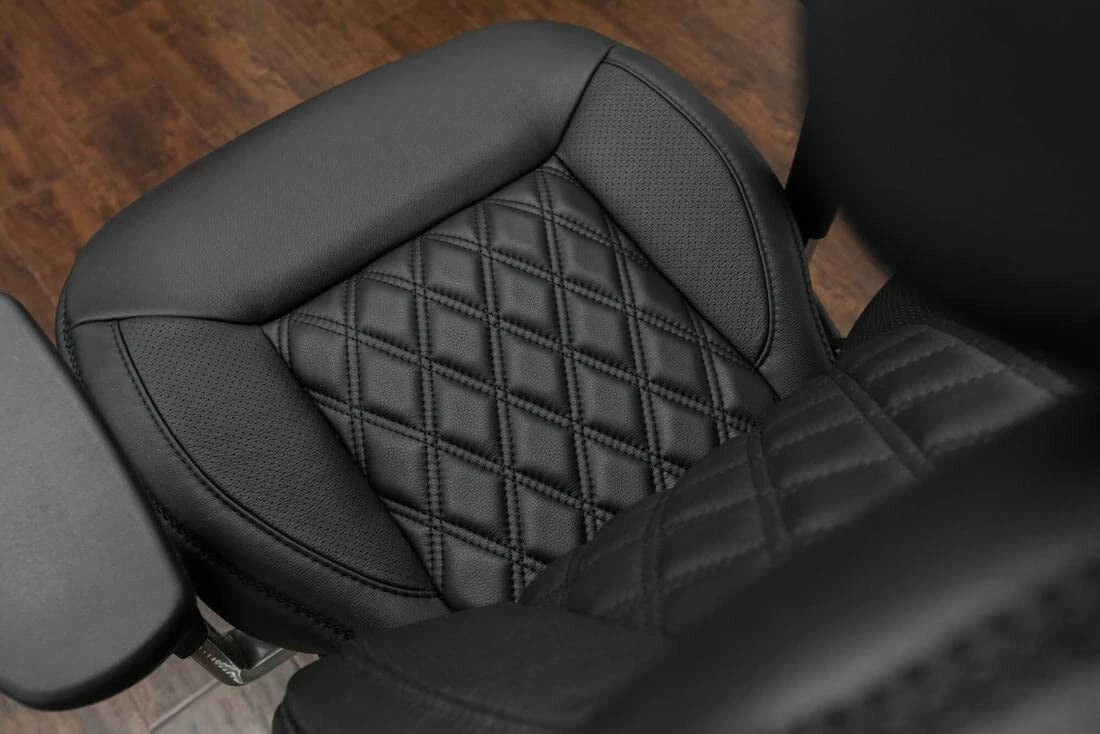 White Double Diamond Stitch Faux Leather Seat Fabric