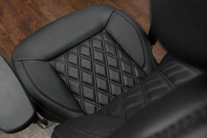 White Double Diamond Stitch Faux Leather Seat Fabric